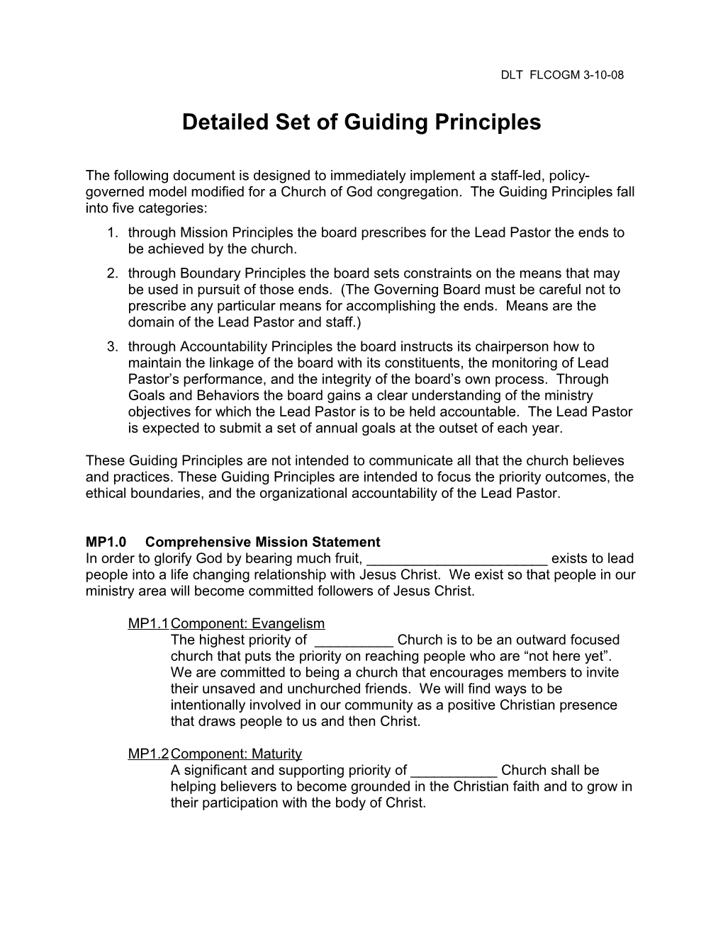 Boilerplate Set of Guiding Principles