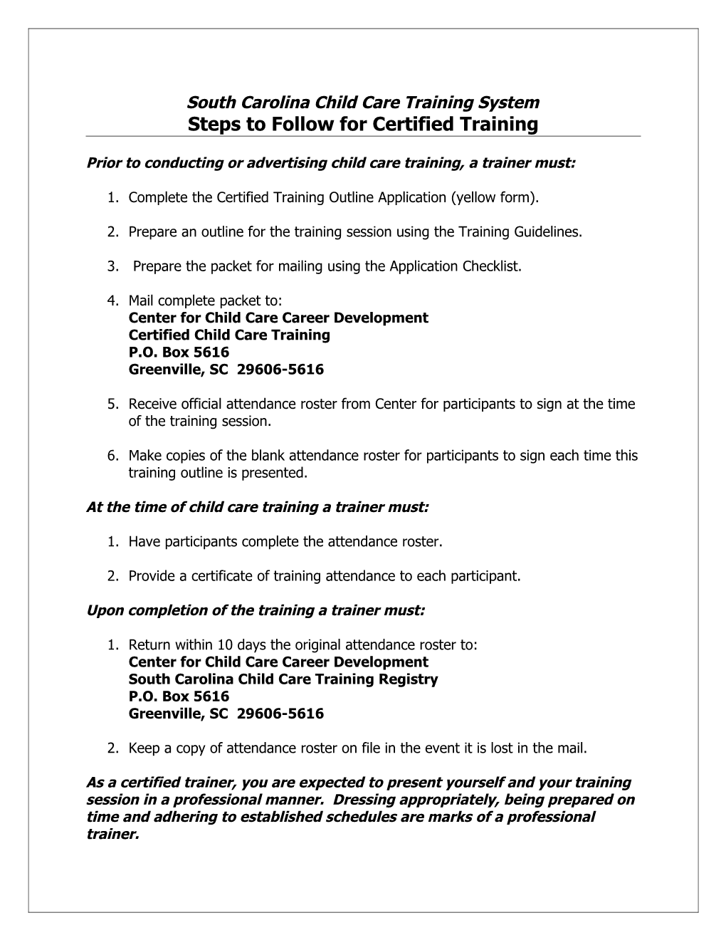 New Training Approval Guidelines