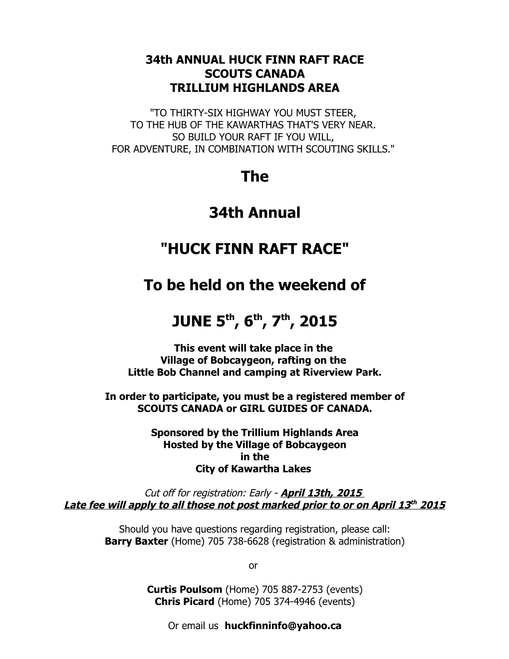 18 Th ANNUAL HUCK FINN RAFT RACE