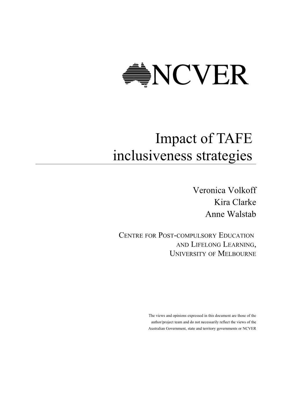 Impact of TAFE Inclusiveness Strategies