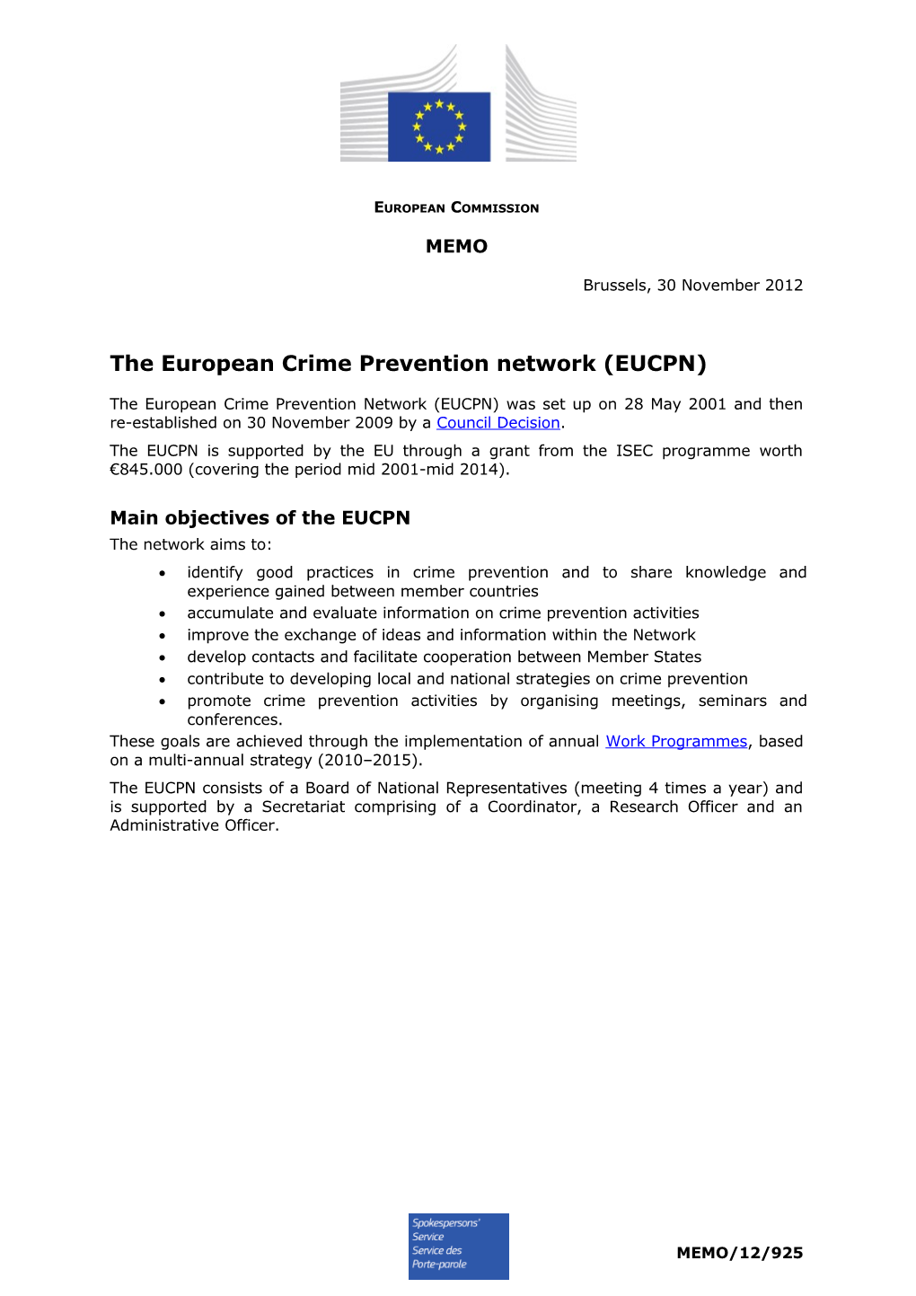 The European Crime Prevention Network (EUCPN)