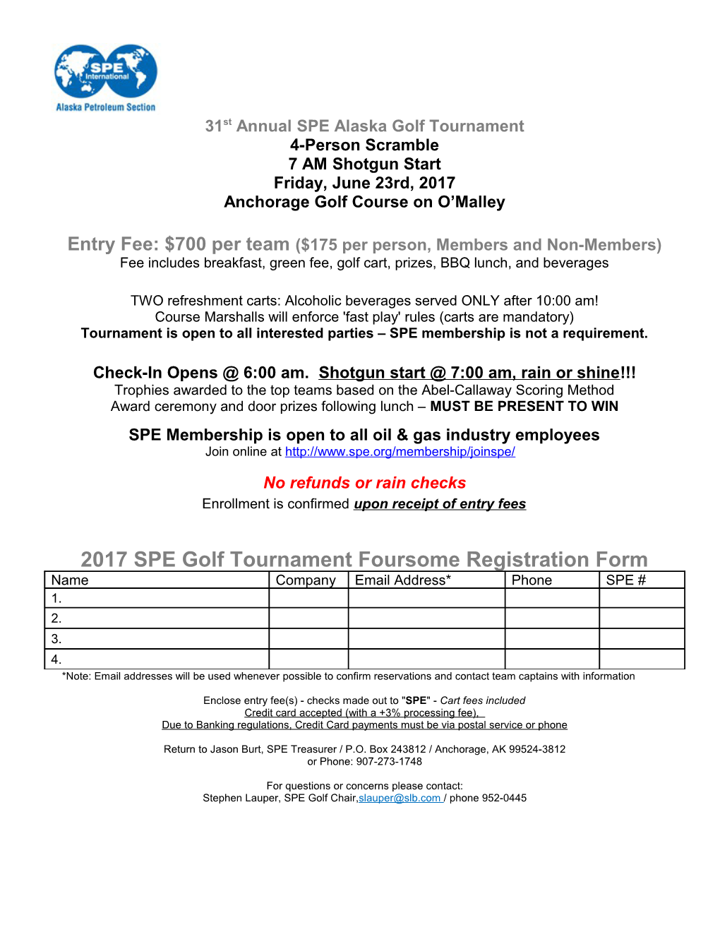 31Stannualspe Alaska Golf Tournament