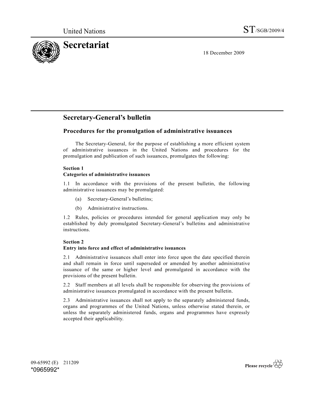 Procedures for the Promulgation of Administrative Issuances