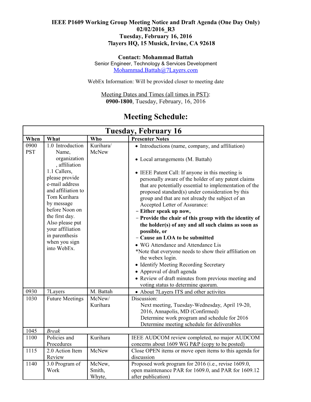 Notes on IEEE 1609 WG Meeting