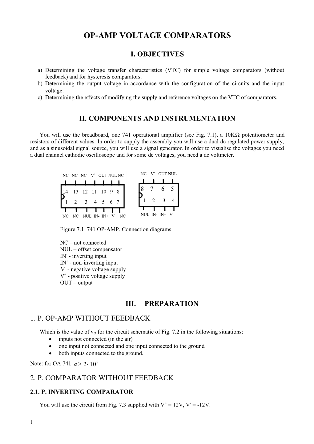 OP-AMP VOLTAGE Comparators