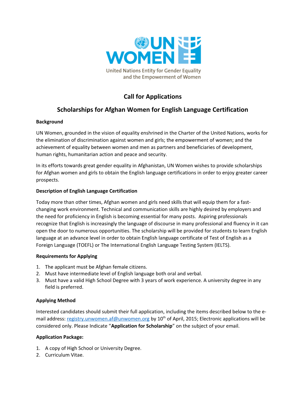 Scholarships for Afghan Women for English Language Certification
