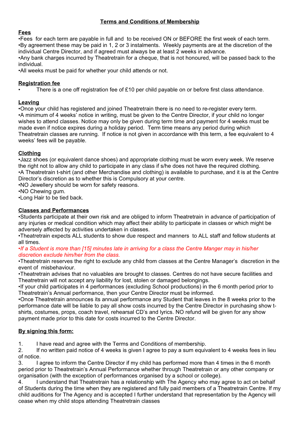 Terms and Conditions of Membership