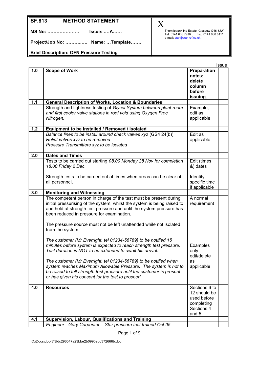 Brief Description: OFN Pressure Testing