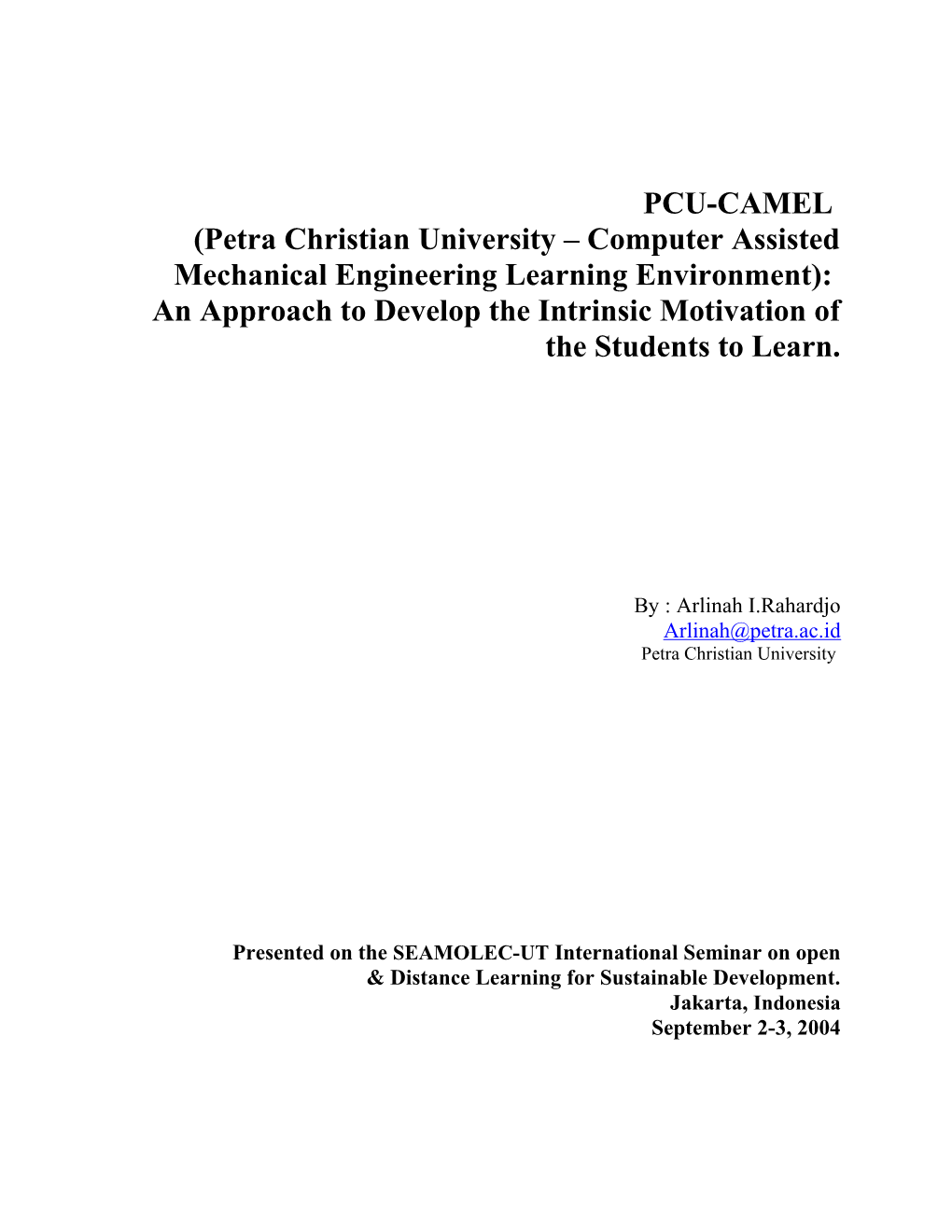 PCU-CAMEL (Petra Christian University Computer Aided Mechanical Engineering Learning