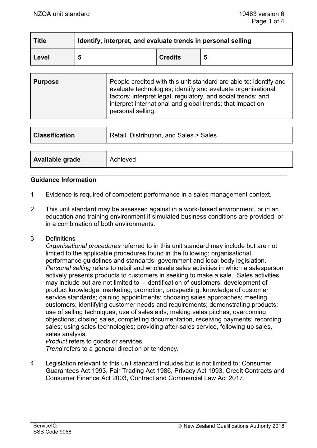 10463 Identify, Interpret, and Evaluate Trends in Personal Selling