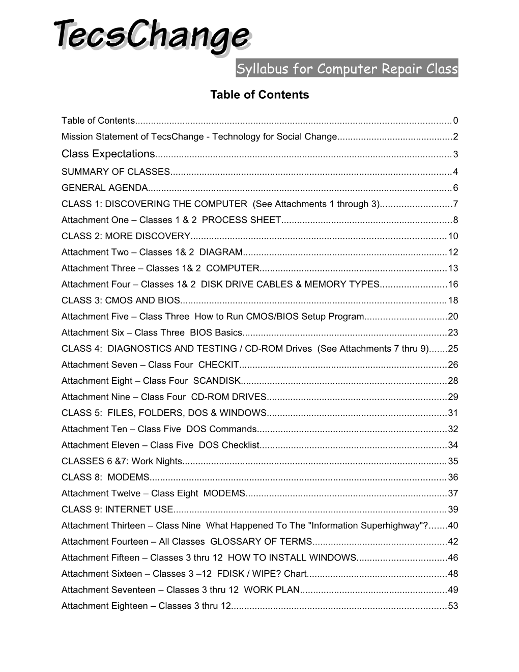 Tecschange Syllabus