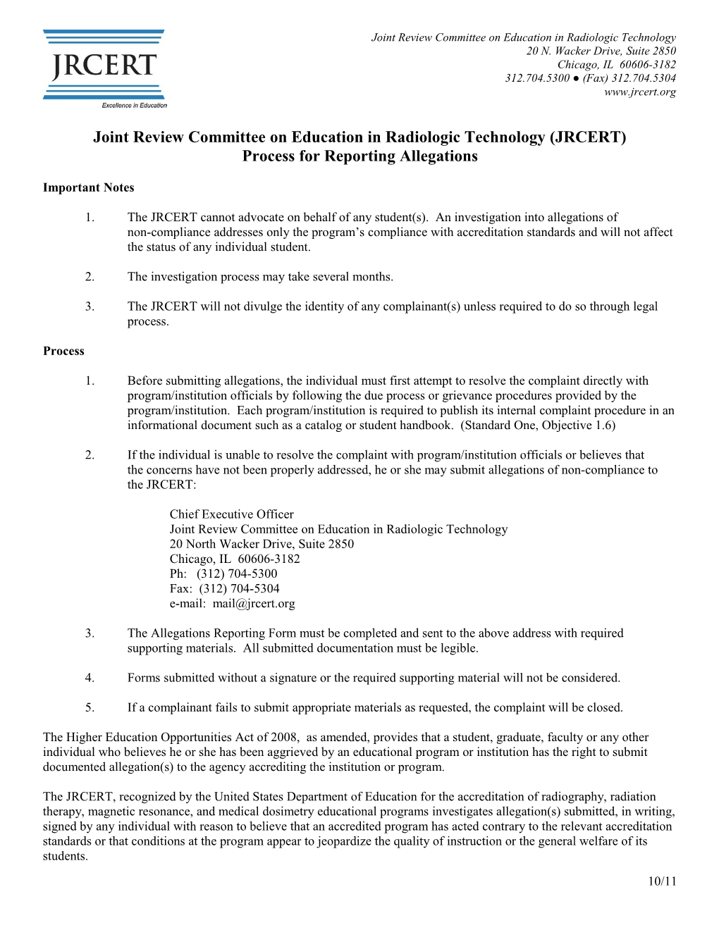 Joint Review Committee on Education in Radiologic Technology (JRCERT)