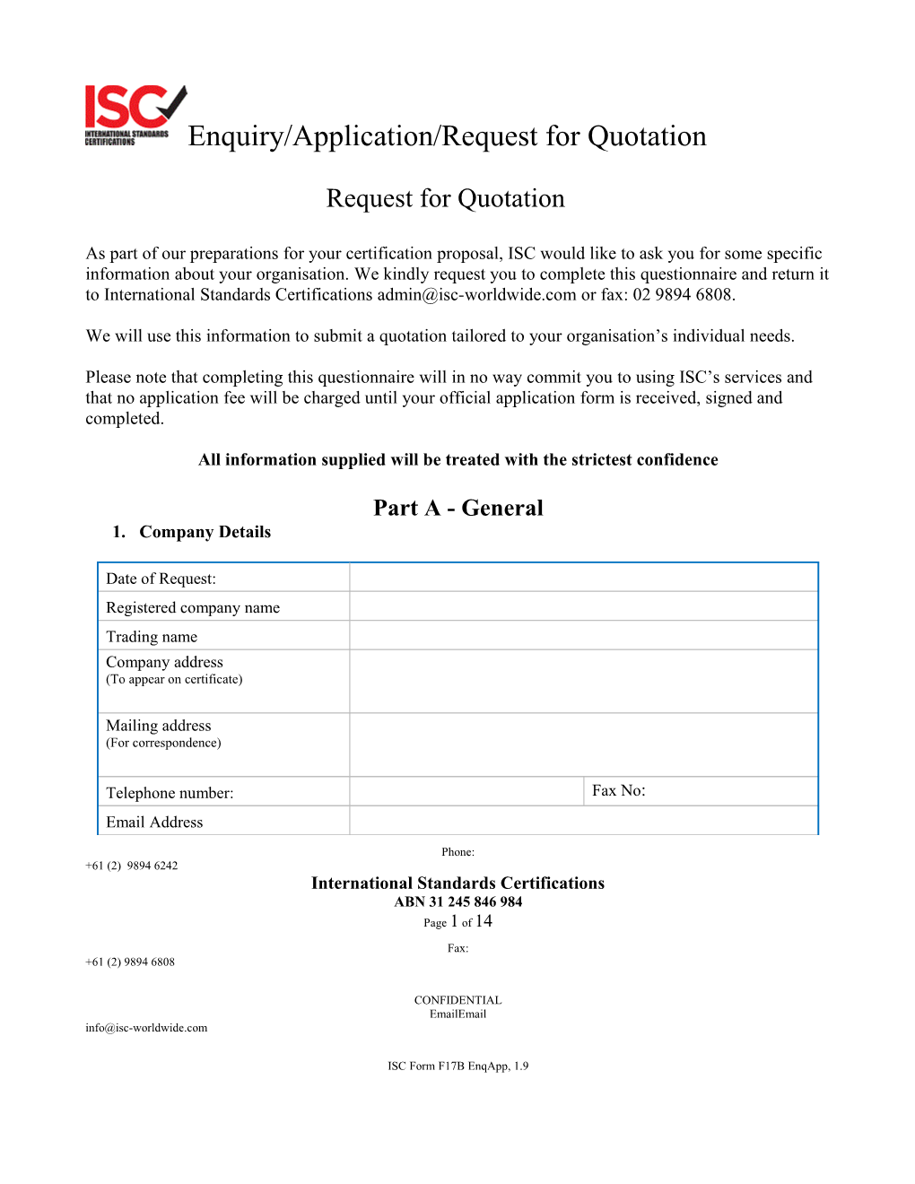 Request for Quotation IT Related