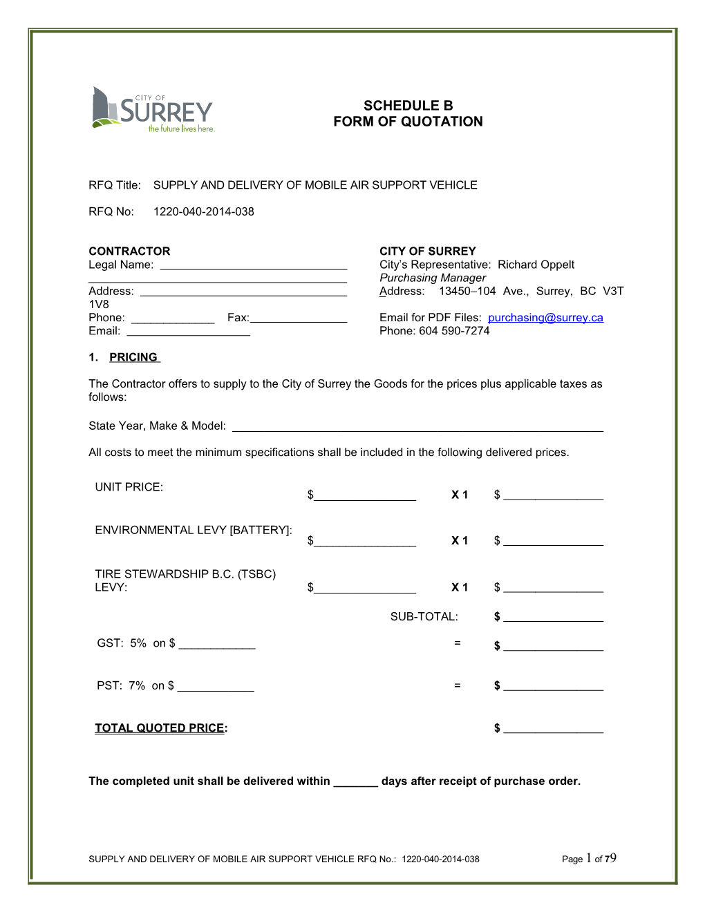 RFQ Title:SUPPLY and DELIVERY of MOBILE AIR SUPPORTVEHICLE