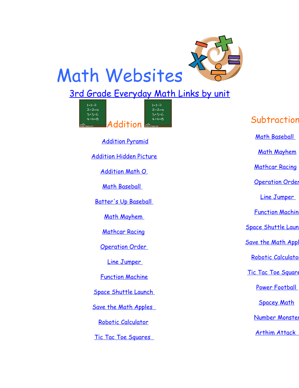 3Rd Grade Everyday Math Links by Unit