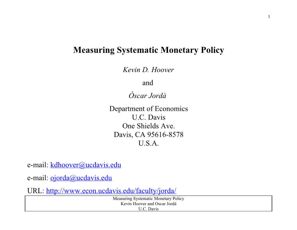 Measuring Systematic Monetary Policy