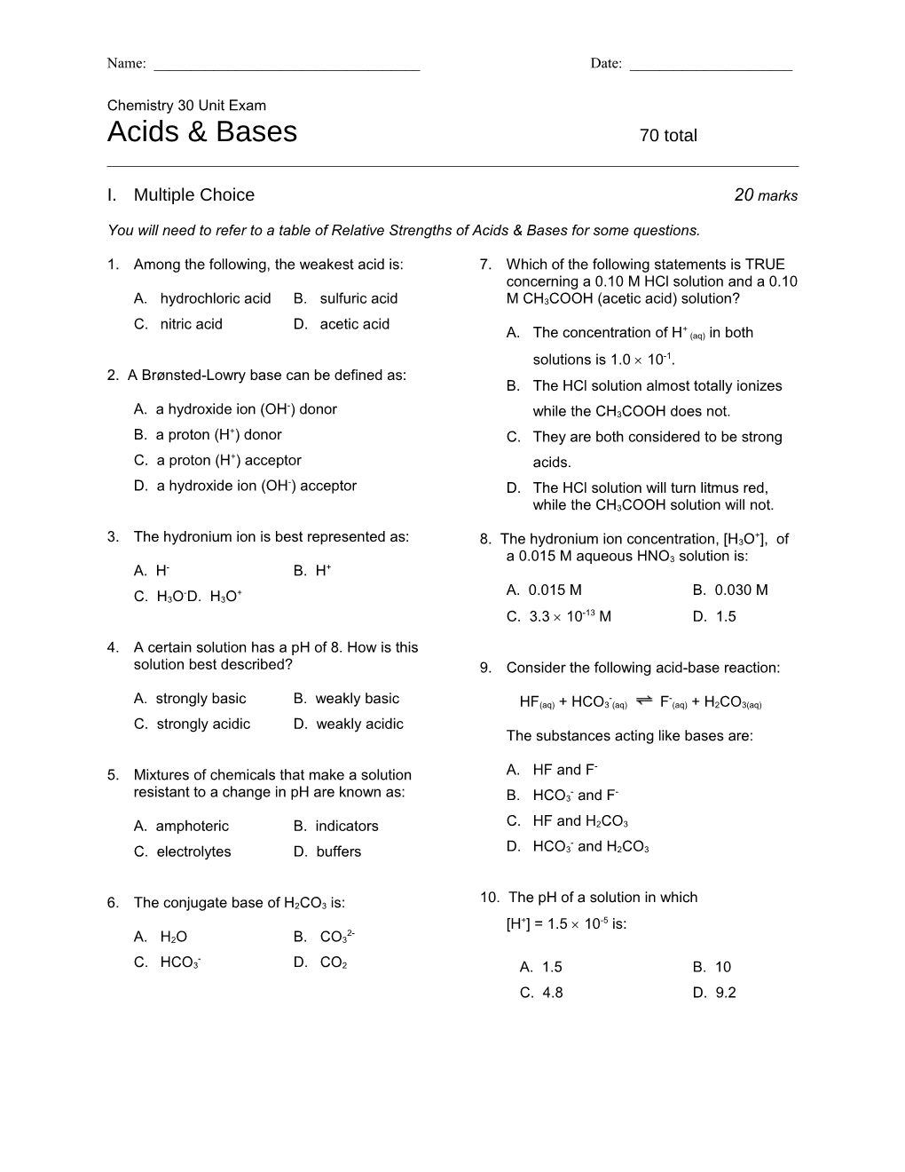 Acids & Bases70 Total