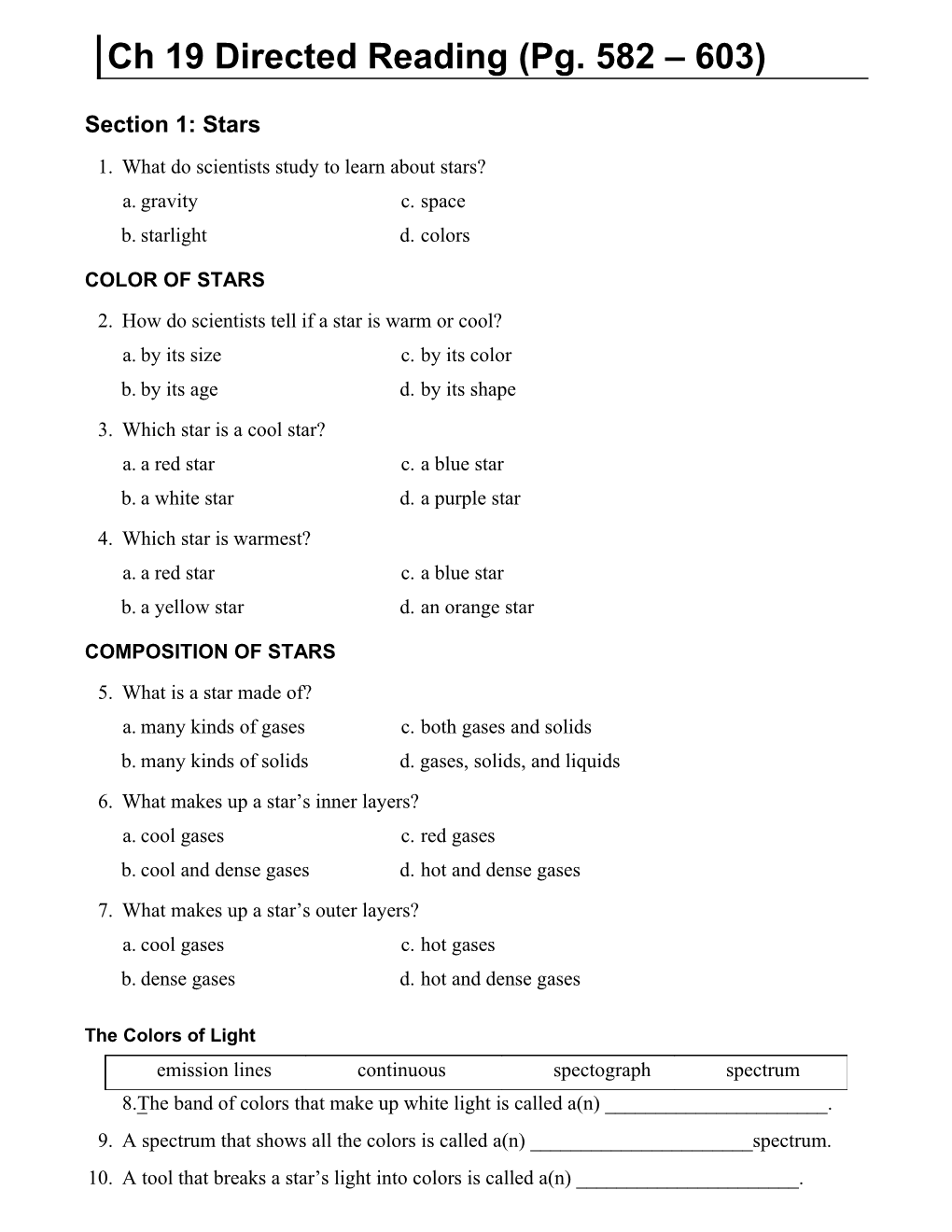 Ch 19 Directed Reading (Pg