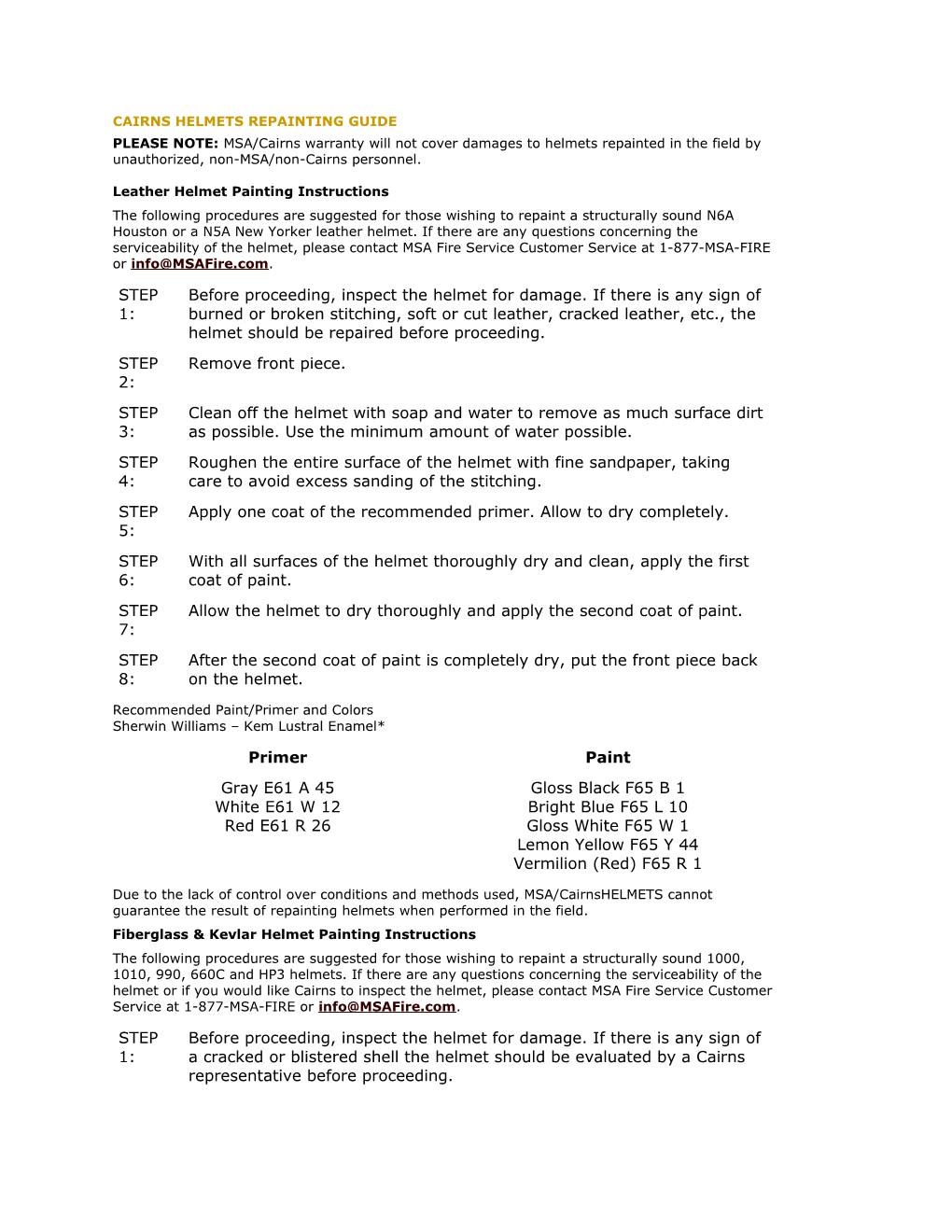 Cairns Helmets Repainting Guide