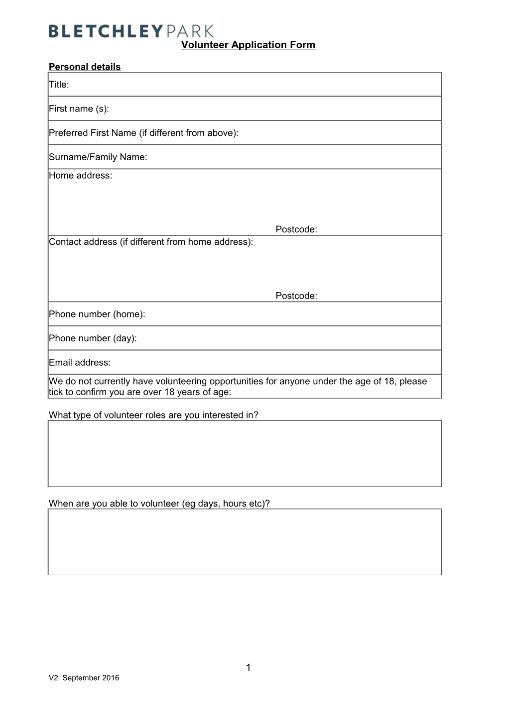 Glasgow Museums Volunteer Application Form