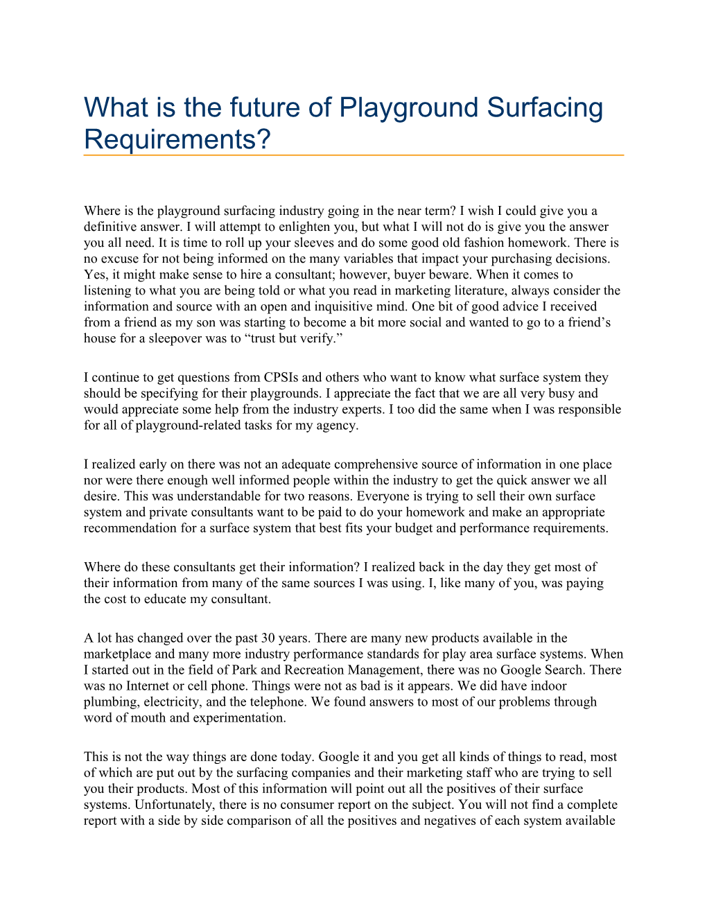 What Is the Future of Playground Surfacing Requirements?