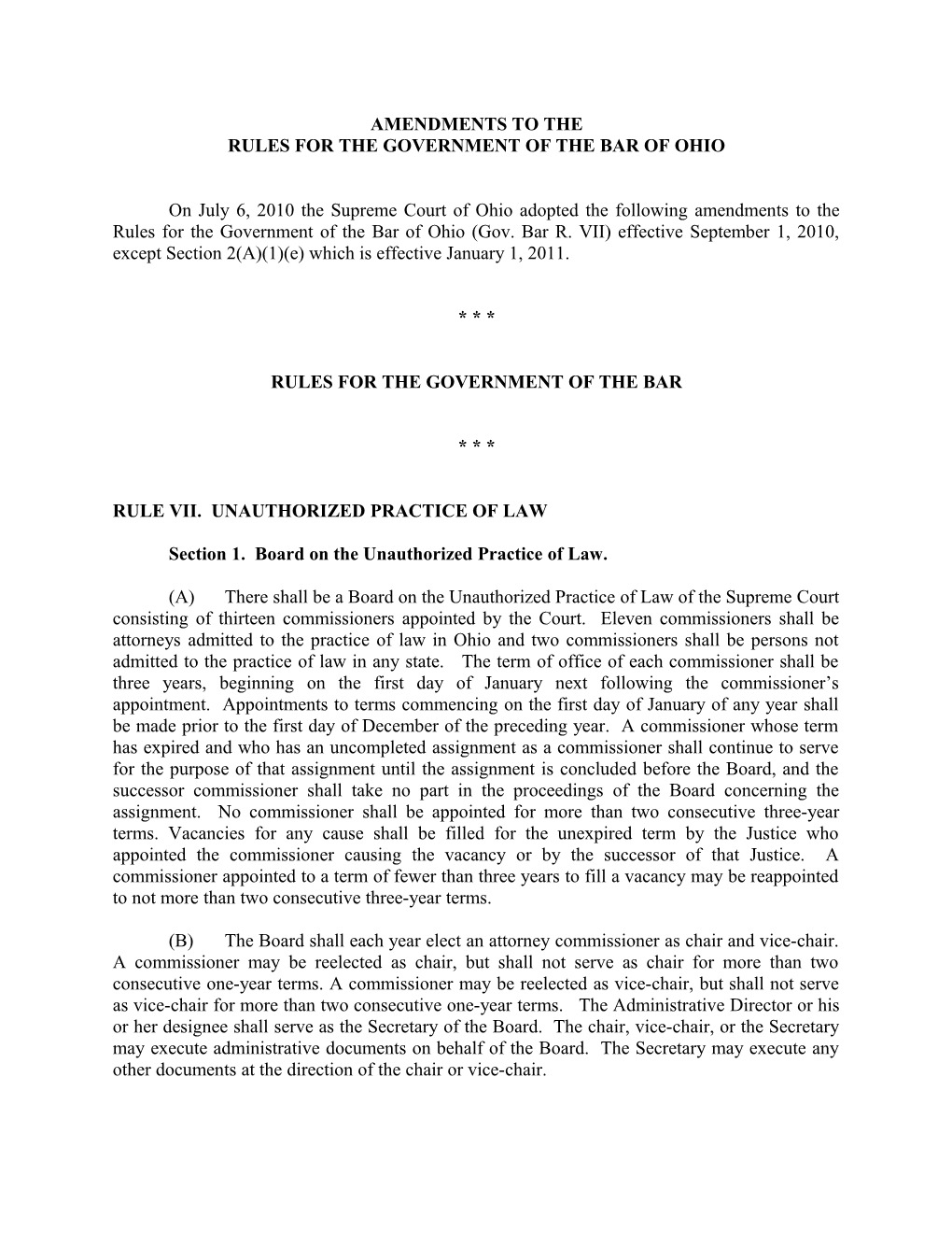Rules for the Government of the Bar of Ohio