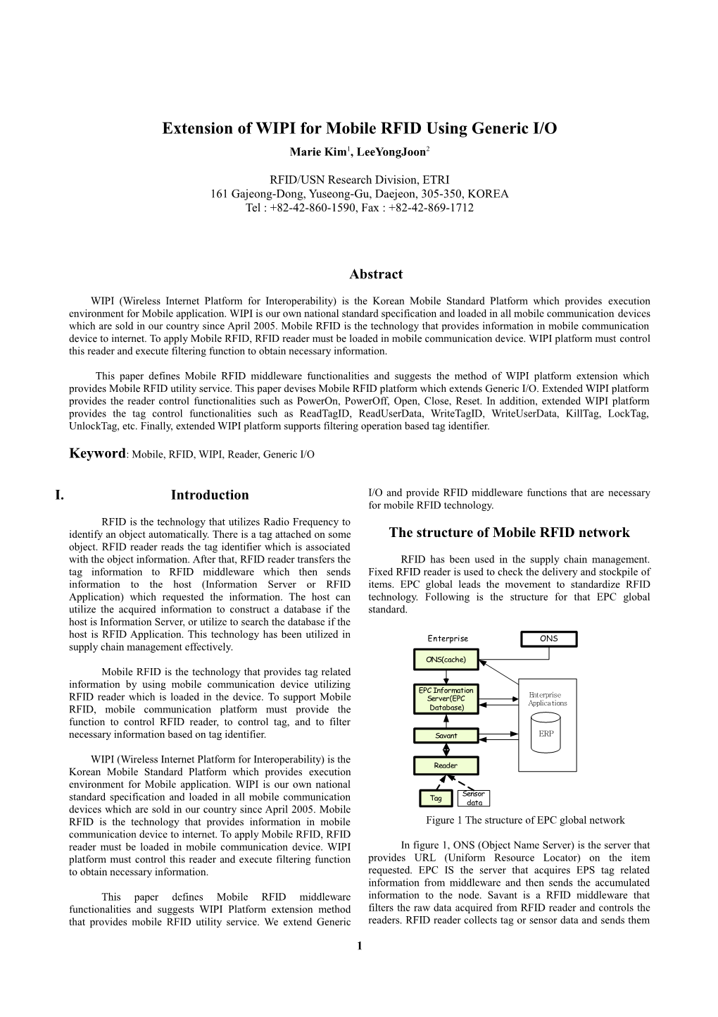 Extension of WIPI for Mobile RFID Using Generic I/O