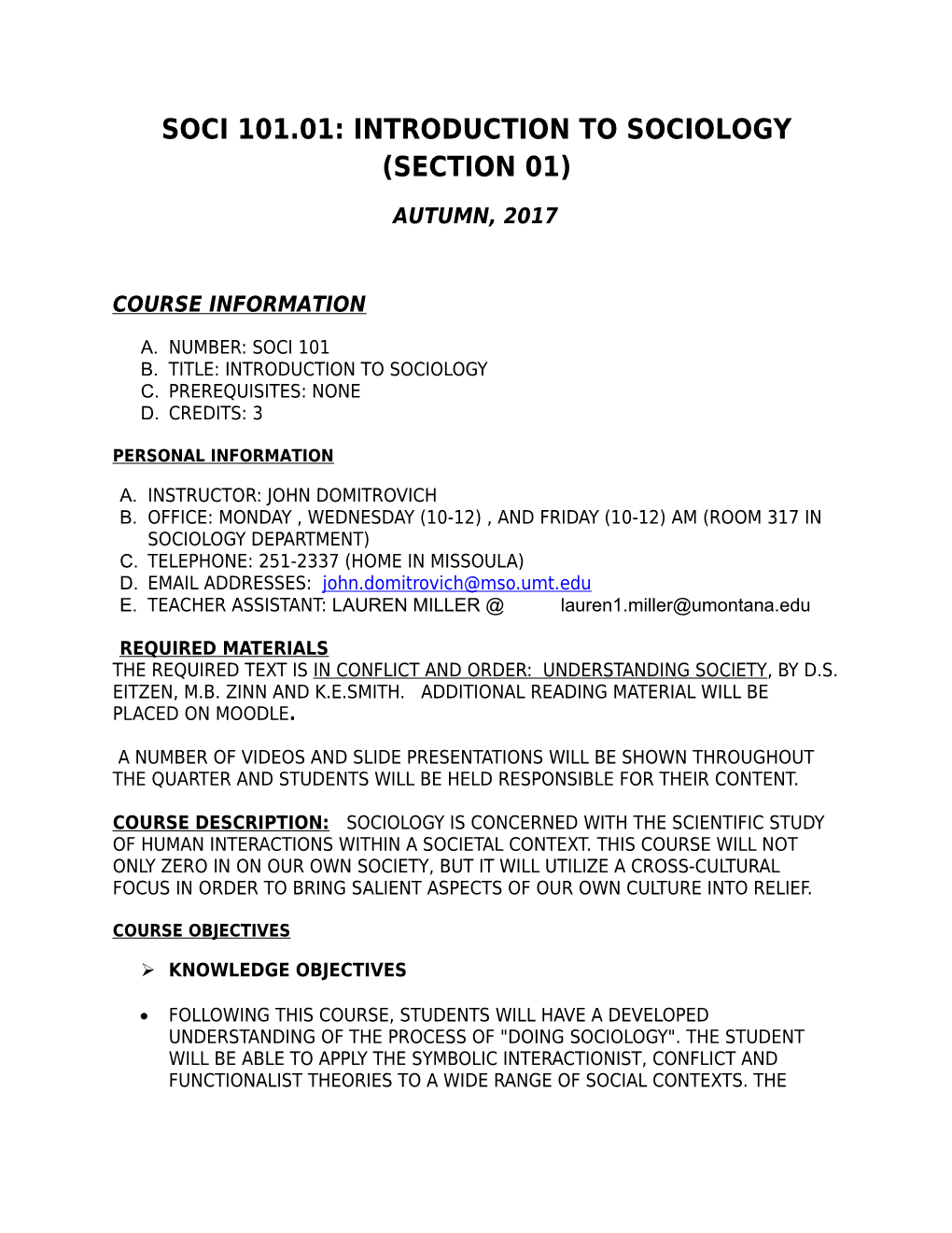 Soci 101.01: Introduction to Sociology (Section 01)