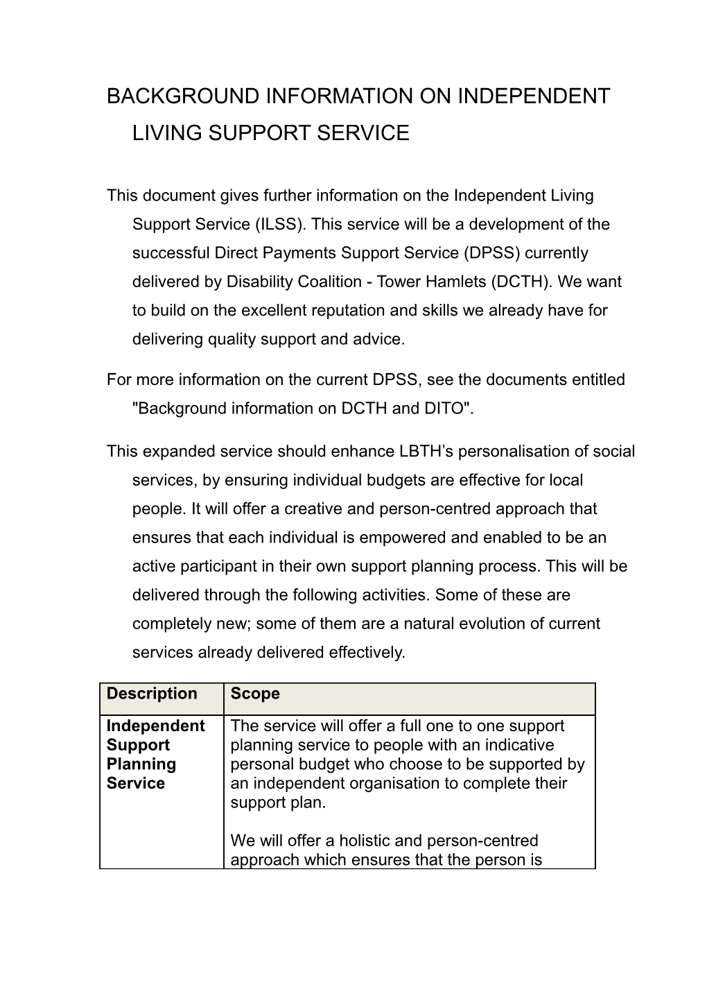 Tower Hamlets COALITION of Disabled People