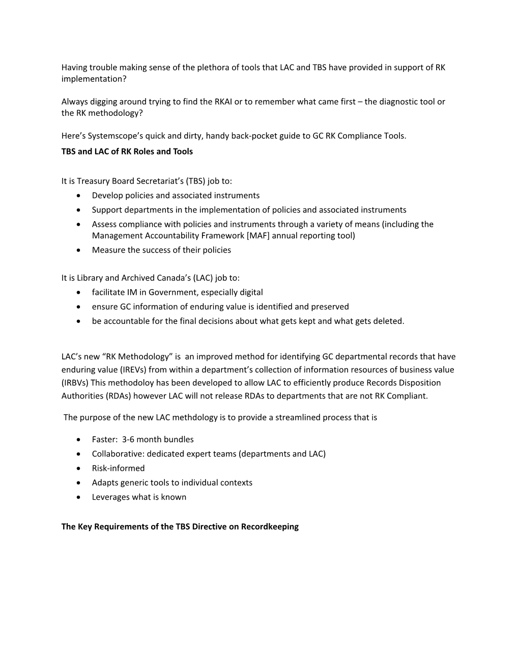 Here S Systemscope S Quick and Dirty, Handy Back-Pocket Guide to GC RK Compliance Tools