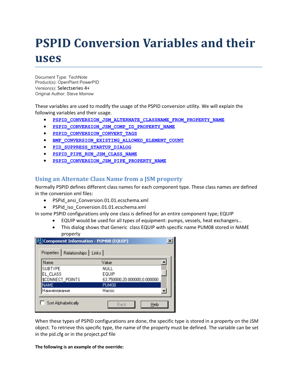 PSPID Conversion Variables and Their Uses