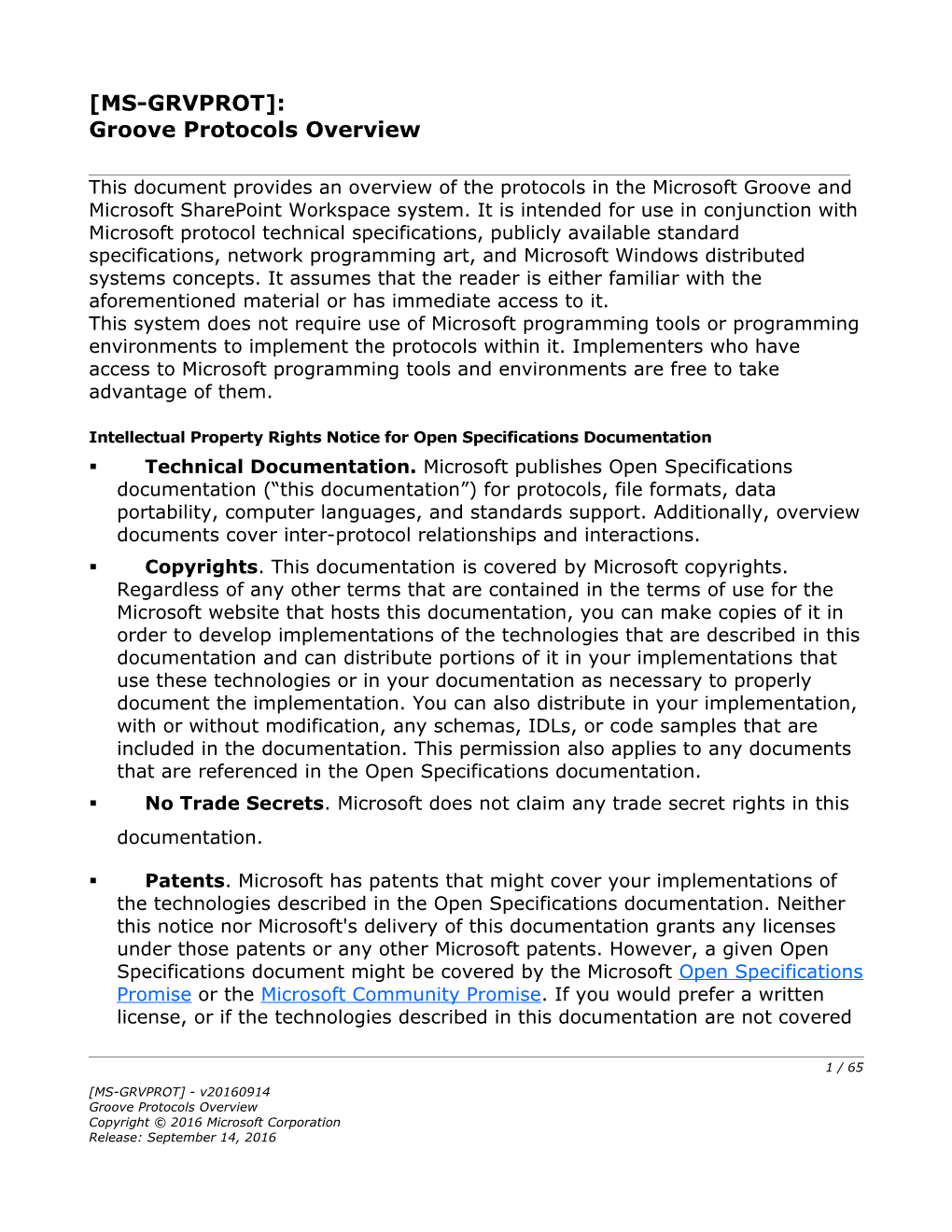 Groove Protocols Overview