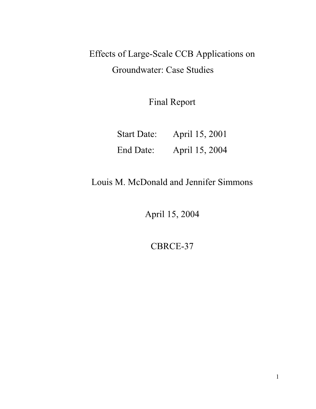 Effects of Large-Scale CCB Applications on Groundwater: Case Studies