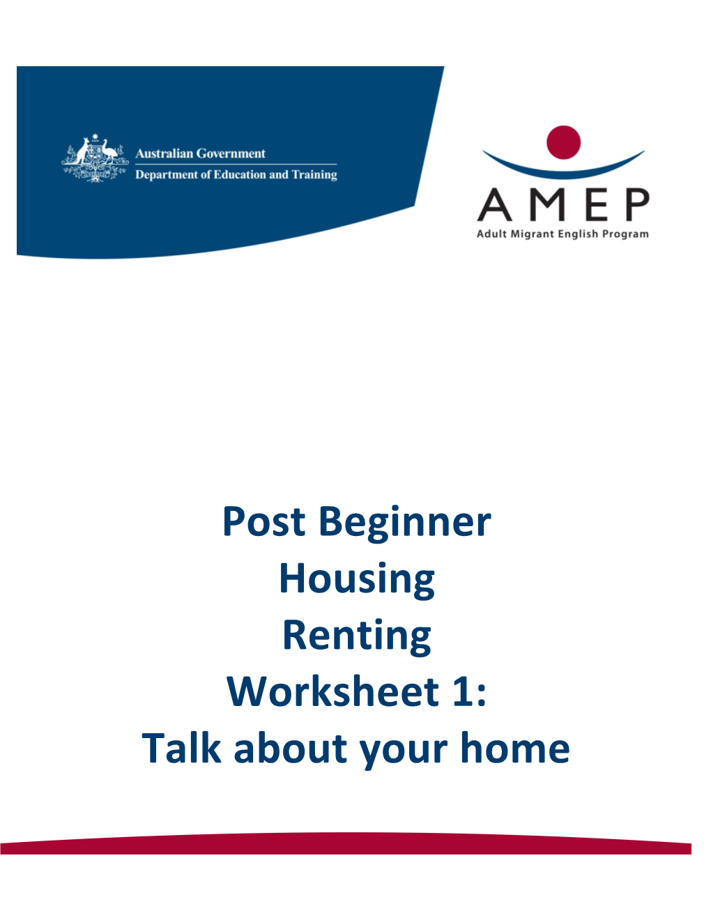 Post Beginner Housing Renting Worksheet 1: Talk About Your Home