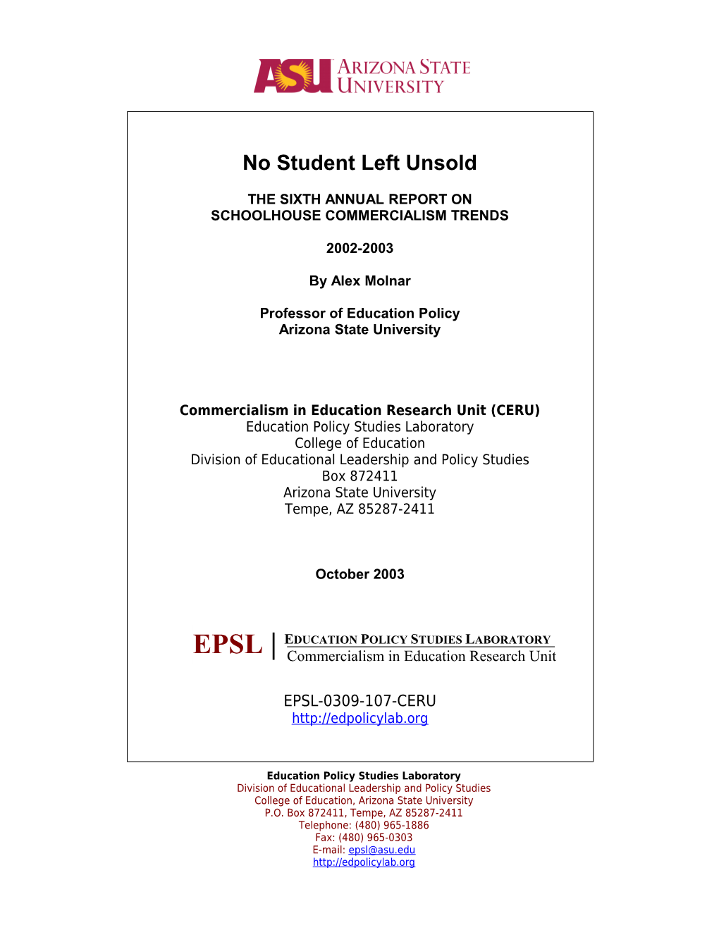 No Student Left Unsold