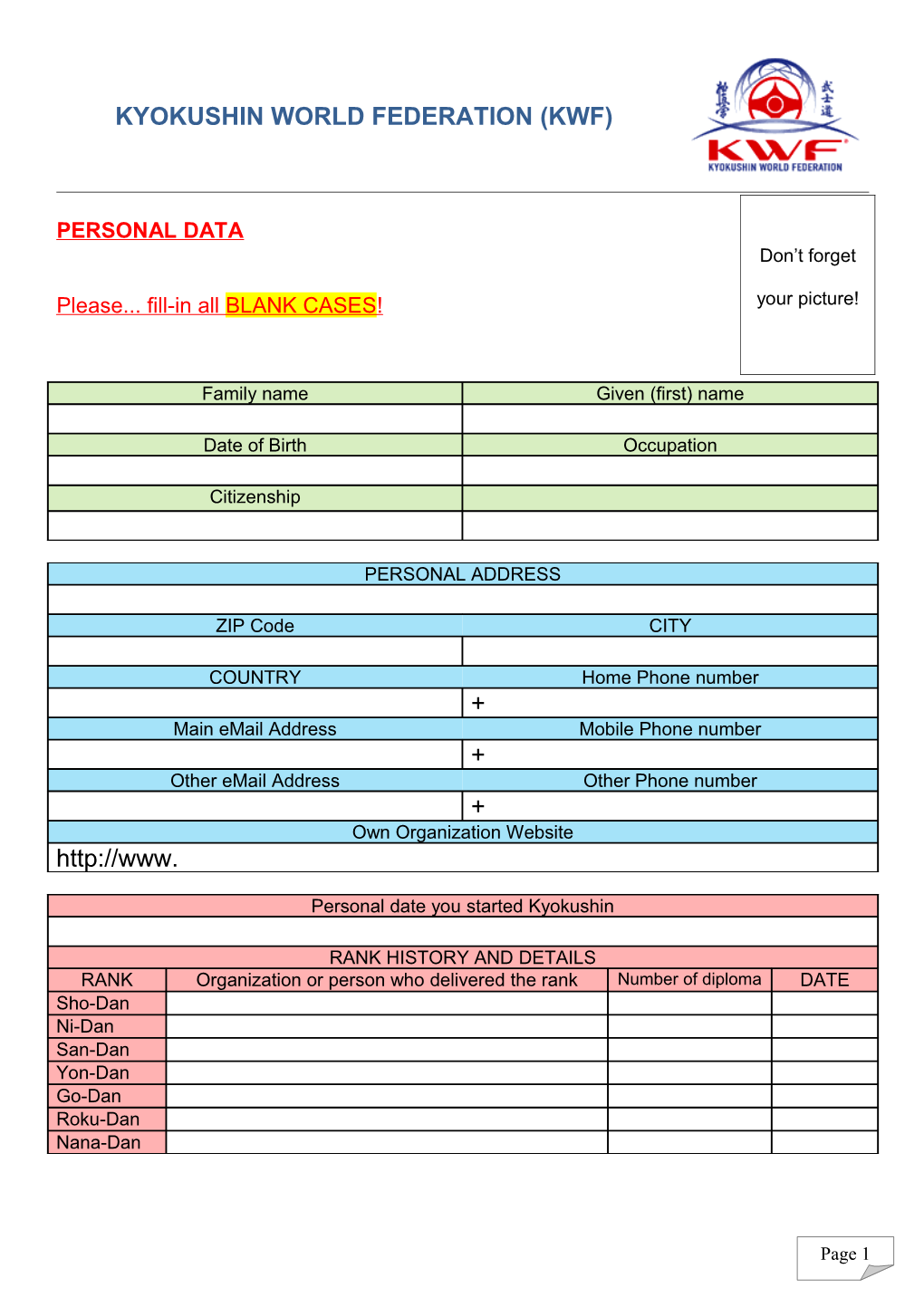 DOJO and / Or ORGANIZATION DATA