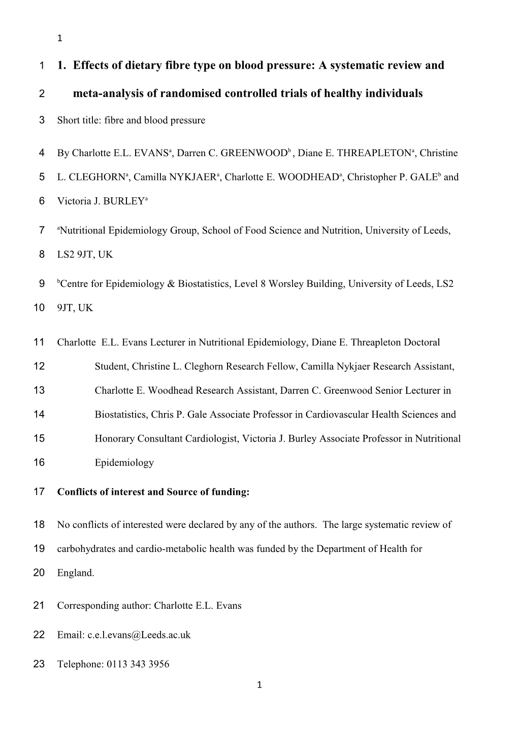 Effects of Dietary Fibre Type on Blood Pressure: a Systematic Review and Meta-Analysis