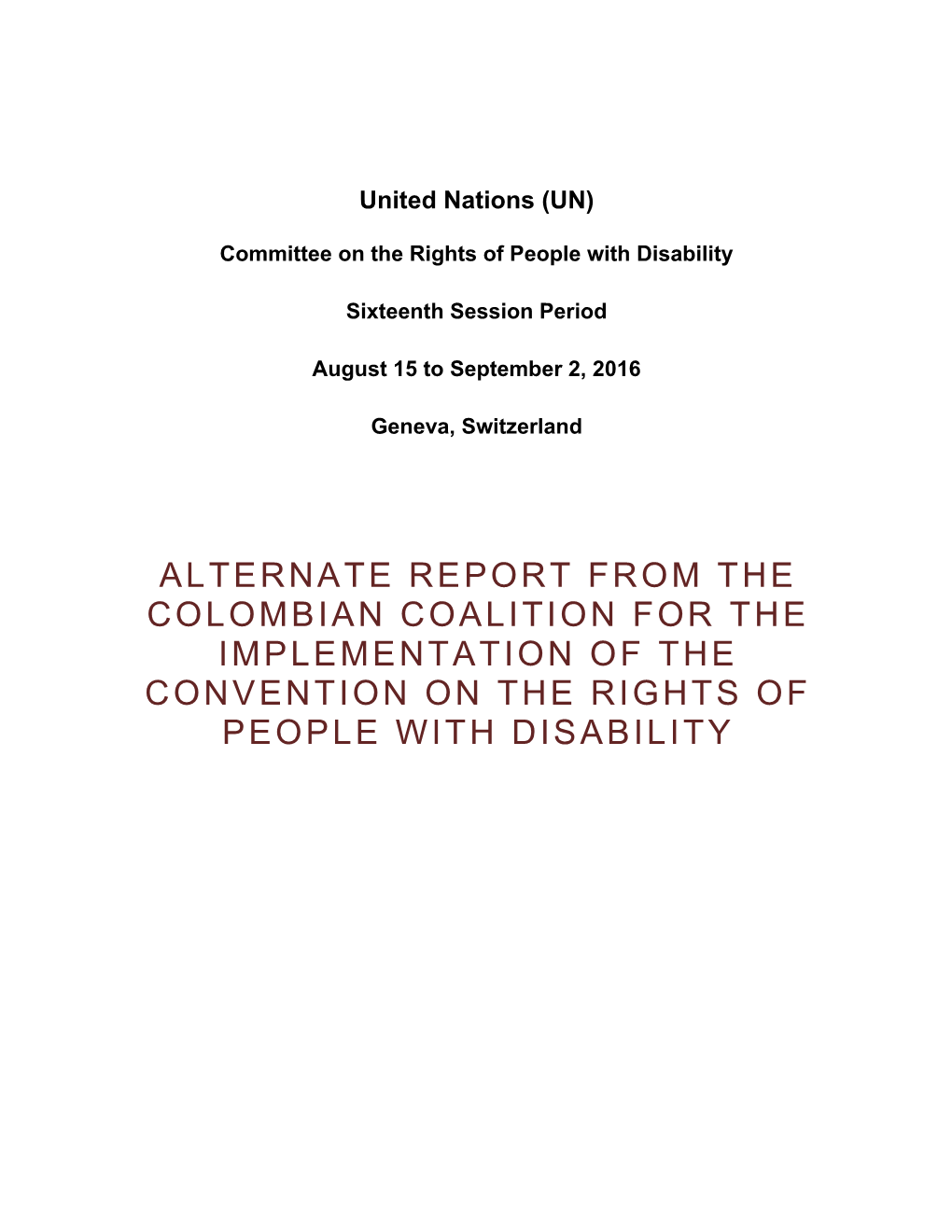 Committee on the Rights of People with Disability