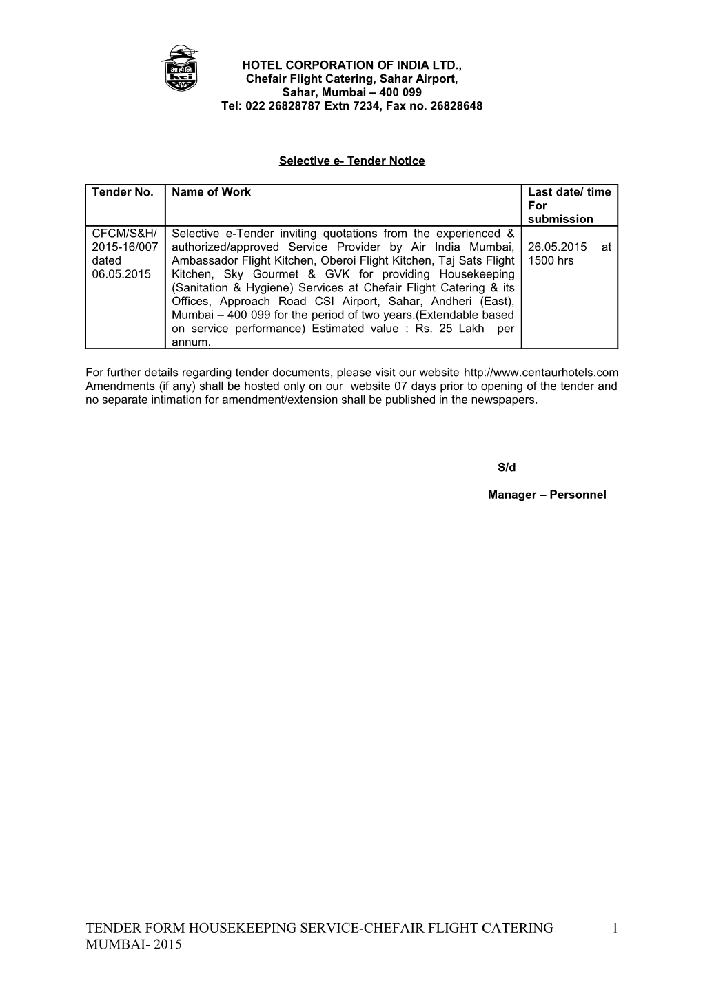 Tender Doc-Houskeeping-Cfcm-2015