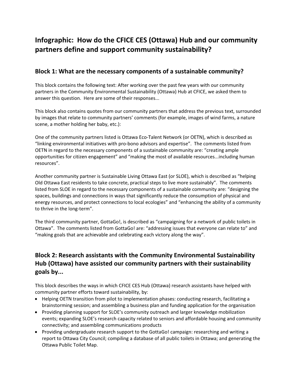 Block 1: What Are the Necessary Components of a Sustainable Community?