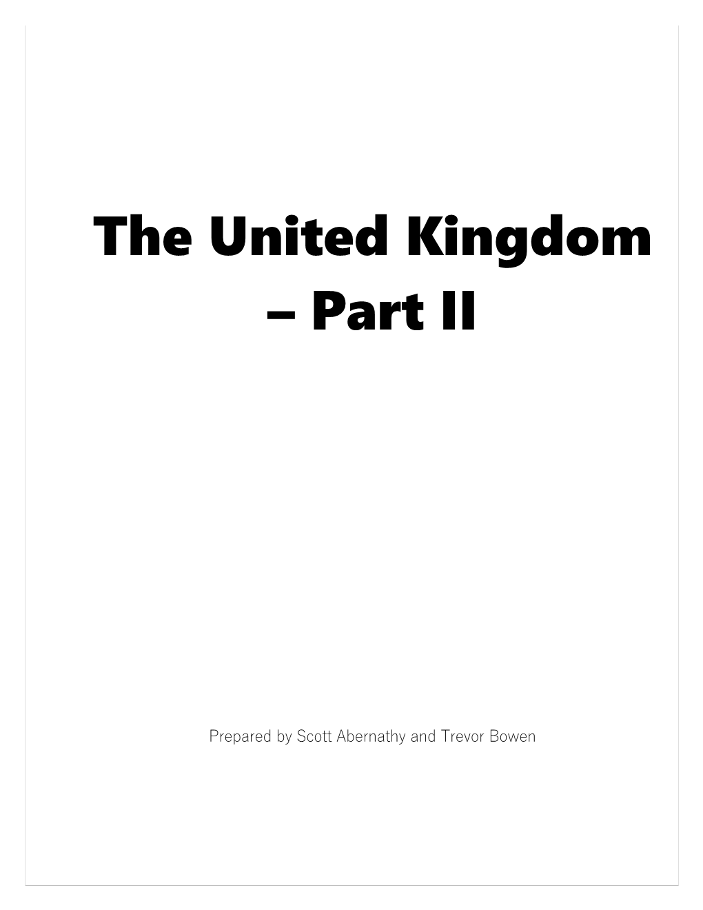 The United Kingdom Part II