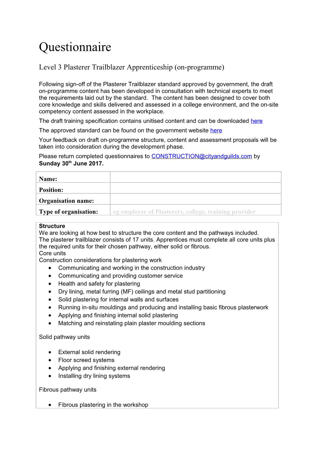 Level 3 Plasterer Trailblazer Apprenticeship (On-Programme)