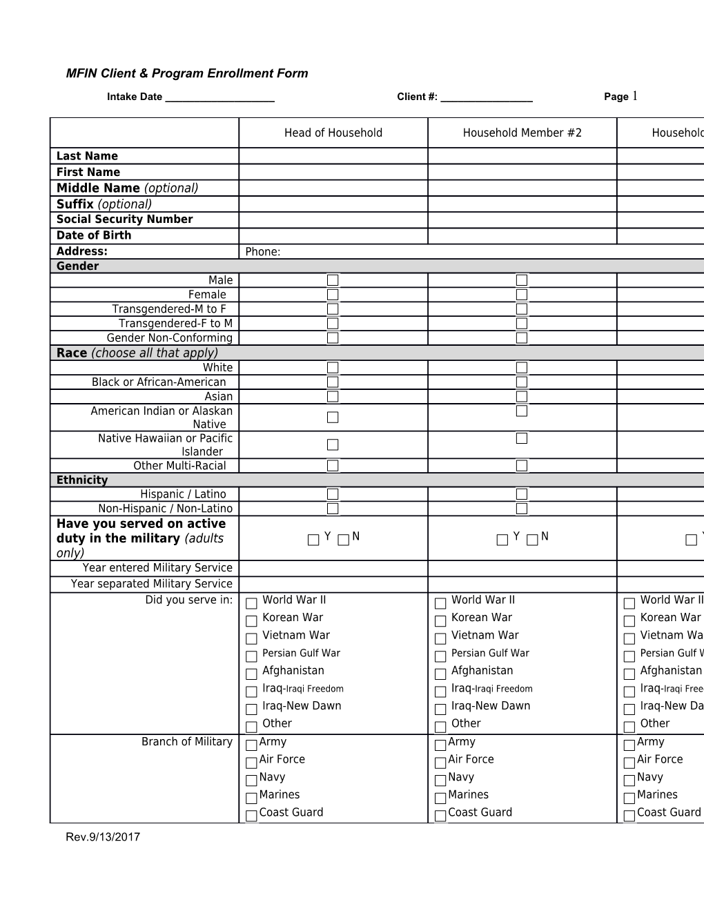 MFIN Client & Program Enrollment Form