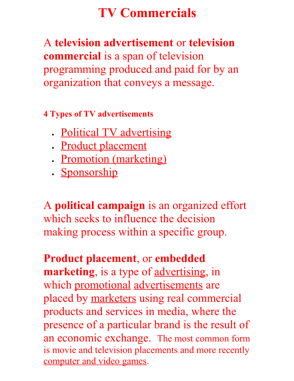 4 Types of TV Advertisements Docest