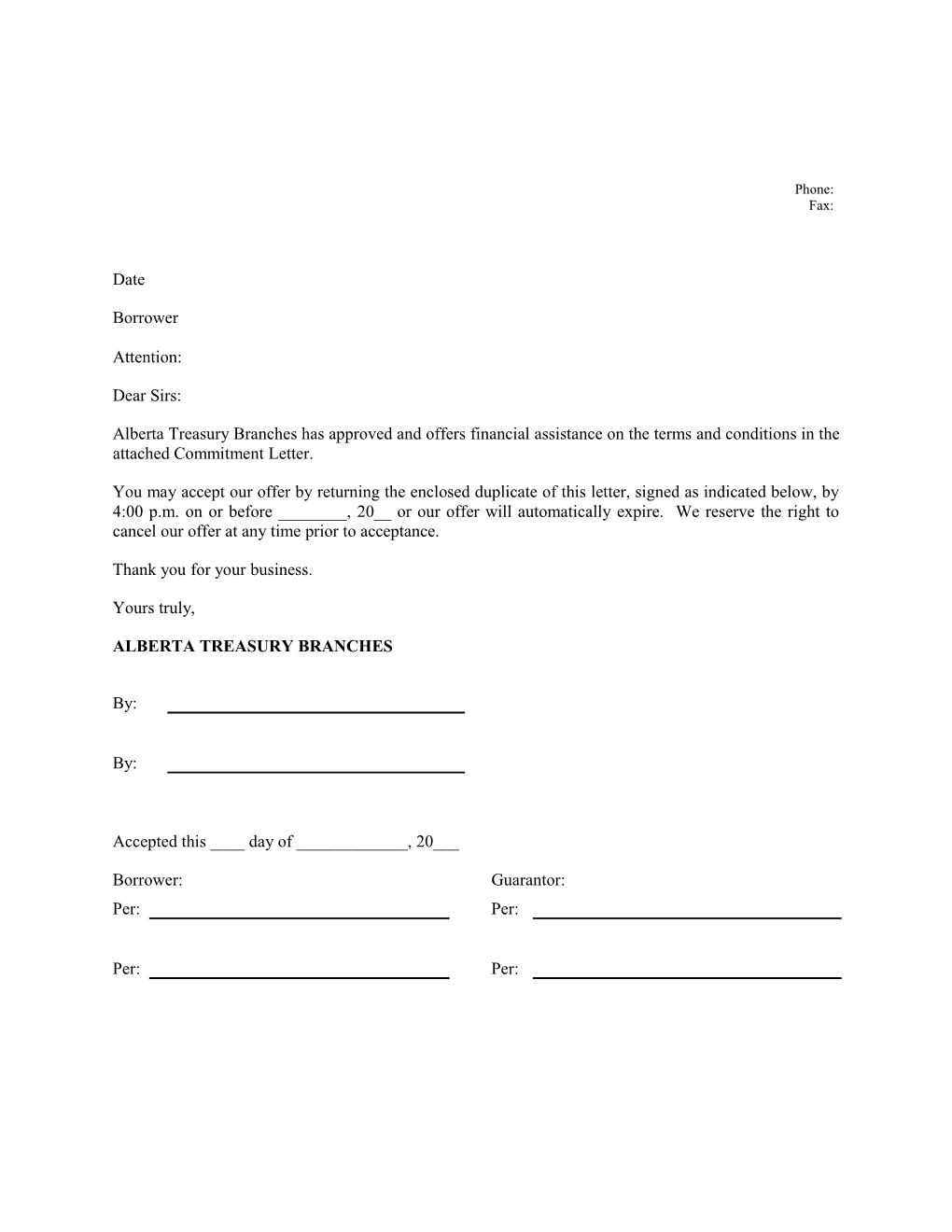 7177 - Commitment Letter - Commercial Mortgage - Variable Rate