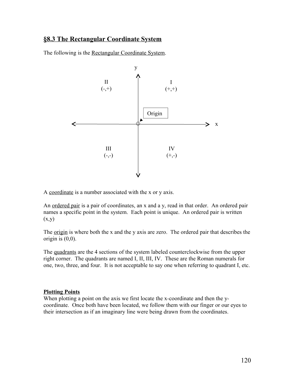 8.3 the Rectangular Coordinate System