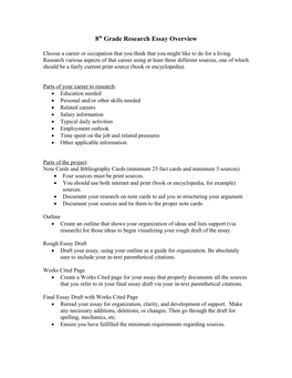 8Th Grade Research Essay Overview