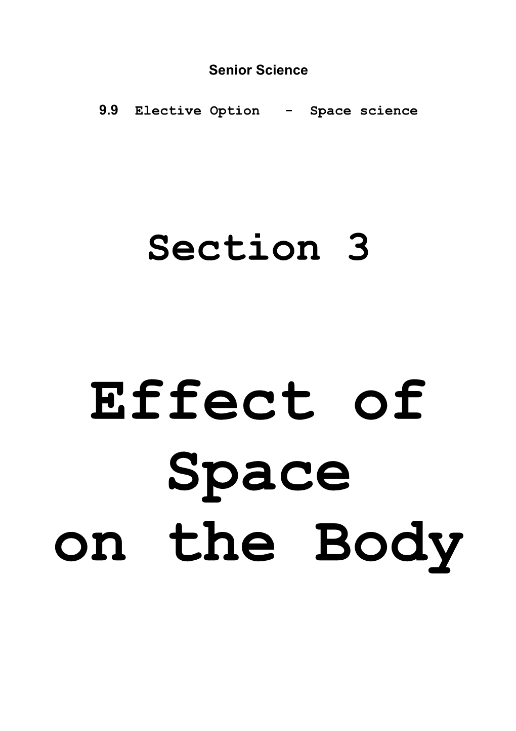 9.9 Elective Option - Space Science