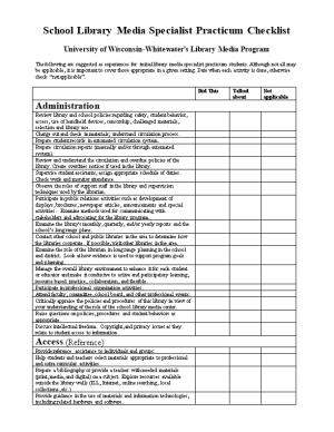 901 School Library Media Specialist Intern Checklist