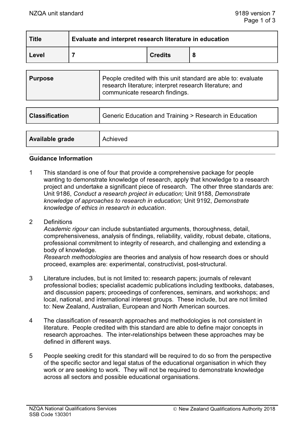 9189 Evaluate and Interpret Research Literature in Education